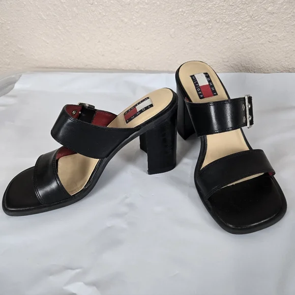 Tommy Hilfiger Angie Black Heels Size 6M Pre-Owned #2A2656 - Picture 2 of 7